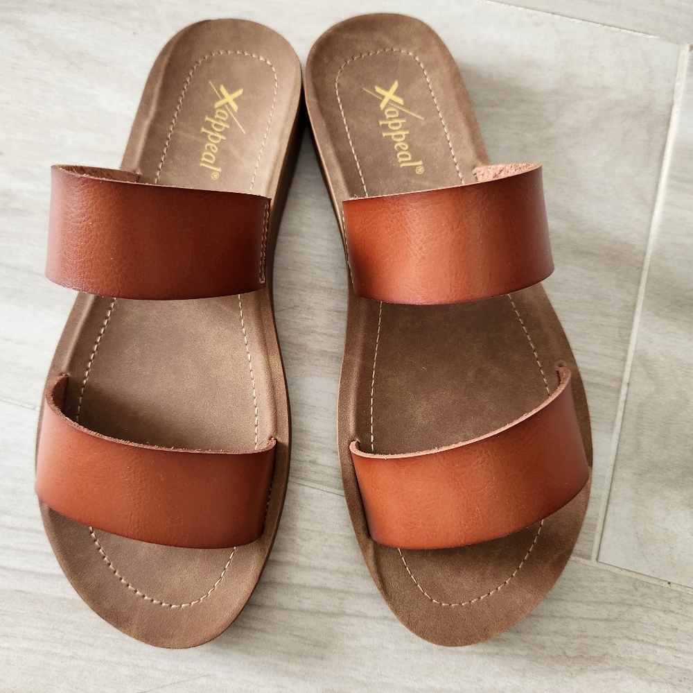 NEW Kyley Xappeal Tan Double Strap Sandals